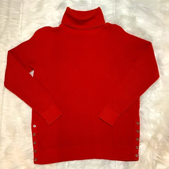 Michael Kors Women’s Red Turtleneck Ribbed Sweater - Picture 1 of 5